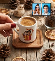 Kişiye Özel Karikatürlü Sarı Kırmızı Taraftar Sevgiliye Hediye Türk Kahvesi Fincanı Sevgililer Günü Hediyesi