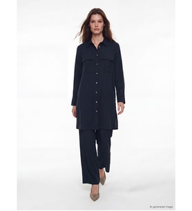 LCW Modest Lacivert Beli Lastikli Modal Karışımlı Kadın Pantolon