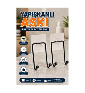 2'li Yapışkanlı Duvar Askısı – Pratik Düzenleme Askılığı