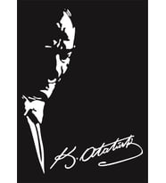 Atatürk silüeti ve imzası sticker Beyaz