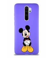 Xiaomi Redmi Note 8 Pro Soft Premier Kapak Mickey Mouse-A Tasarımlı Silikon Kılıf - Mor (Şeffaf)