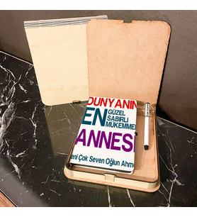Dünyanın En Güzel, Sabırlı Annesi Ahşap Kutulu Defter Kalem Set