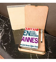 Dünyanın En Güzel, Sabırlı Annesi Ahşap Kutulu Defter Kalem Set