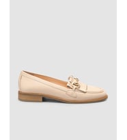 %100 Hakiki Deri Bej Kadın Püsküllü Loafer