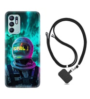 Oppo Reno 6 Kılıf Resimli Boyun Askılı İpli Desenli Silikon Series Space 1814