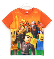 Roblox 3D Baskılı Erkek Çocuk Kısa Kollu Yazlık Tişört 5 - 13 Yaş Mavi