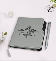 BK Gift Kişiye Özel İsimli Gri Termo Deri Defter Kalem Seti-8