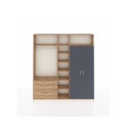 Arges Dolap 10 Raflı 3 Çekmeceli 2 Askılı 220x30x243 Çam-Antrasit/Çam