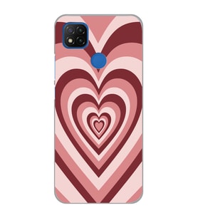 Xiaomi Redmi 9C / 10A Uyumlu Pembe Kalp Tasarımlı Şeffaf Telefon Kılıfı