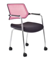 Rauna Pembe Fileli Tekerlekli Ofis Koltuğu
