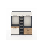 Hyperion Dolap 11 Raflı 4 Çekmeceli 2 Askılı 220x44x243 Antrasit-Aytaşı/Çam