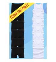 Mood Agenda Erkek Çocuk İkili Set Pamuklu Penye 6 Atlet 6 Boxer (Beyaz-Siyah)