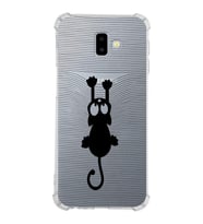 Samsung Galaxy J6 Plus  Köşe Korumalı Antişok Kapak  Çizgi Kedi Tasarımlı Şeffaf  Kılıf