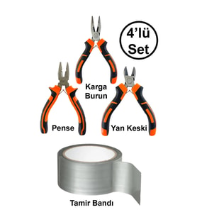Mini Takı Bijuteri Hobi Kesme Karga Burun Yan Keski Pense Çok Amaçlı Sızdırmaz Gri Tamir Bandı Seti