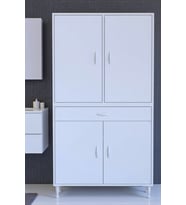 Eliusta Luma Kapaklı & Çekmeceli Banyo Dolabı 95 cm Genişlikte Beyaz Dolap 95x173x32,5 cm Depolama Dolabı