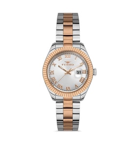 Ferro Quartz Çelik Rose/Gri 33 mm Kadın Kol Saati