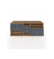 Kronos Konsol 5 Raflı 4 Çekmeceli 2 Kapaklı 220x59x99 Çam-Antrasit/Antrasit