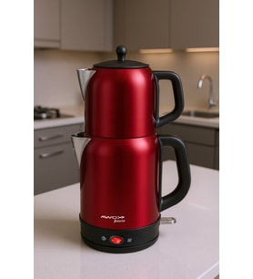 Awox Fresco 2si 1 Arada Paslanmaz Çelik Çay Makinesi & Su Isıtıcı Kettle Kırmızı