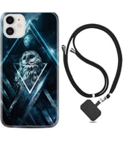 Apple iPhone 11 12 13 Mini Kılıf Boyun Askılı Silikon Old Owl 1649
