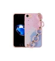 Apple iPhone SE 2020 Uyumlu Kılıf Simli Desenli El Askılı Tutacaklı Zore Elsa Silikon Kapak (Pembe)