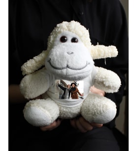 Kişiye Özel Fotoğraflı Tişörtlü Peluş Kuzu 22cm (Açık Sarı)