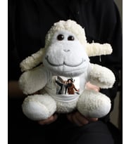 Kişiye Özel Fotoğraflı Tişörtlü Peluş Kuzu 22cm (Açık Sarı)
