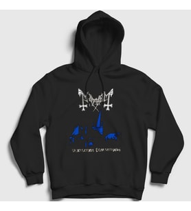 Presmono Unisex Siyah Sathanas Mayhem Kapüşonlu Sweatshirt 65062tt