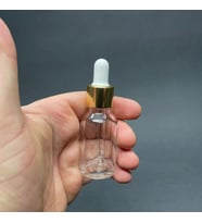 15Ml Şeffaf Cam Damlalıklı Şişe , Gold Metalik Kapak  ,  15 Cc Saydam Cam Damlalıklı Şişe x 6 Adet