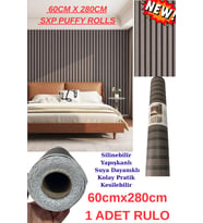 60cm x 280cm 1 Adet Kendinden Yapışkanlı Kömür Gri Lambiri Desenli Duvar Paneli Kağıdı GS8002