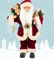 Yılbaşı Süsü Noel Baba Biblo Figür Büyük Boy 45cm - Peluş Ayılı Hediye Çuvalı