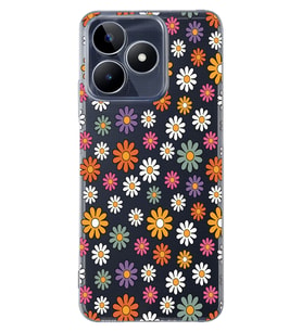 Realme C53 Uyumlu Çiçek Desenli Şeffaf Telefon Kılıfı
