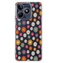 Realme C53 Uyumlu Çiçek Desenli Şeffaf Telefon Kılıfı