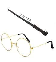 Nessiworld   Harry Potter Asası 30 cm ve Metal Harry Potter Gözlüğü (Krem)
