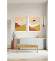 Minimalist Uçuş 2’li Ahşap Çerçeveli Tablo Seti