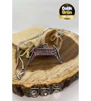 Paslanmaz Çelik Madalyon Metallica Gümüş Rengi Parlak Kararmaz Çelik Kolye Unisex Kolye