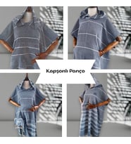 Kişiye Özel İsim Nakışlı Kapüşonlu Çocuk Pançosu (Siyah)