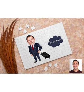 Erkek Kabin Memuru Özel Karikatürlü Kişiye Özel Puzzle