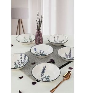 Keramika Çiçek Bahçesi Yemek Tabağı 18 Cm 6 Adet