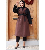 Kolu Garnili Trençkot  Kahverengi 4435