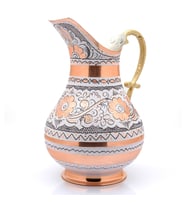 2 Litre Erzincan El Yapımı, İşlemeli Kalaylı Kalın Bakır Sürahi (Beyaz)