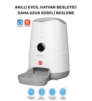 Tuya Uygulama Kontrollü Akıllı Otomatik Kedi-Köpek Mama Kabı 1080 Kamera ile Uzaktan İzleme (3.7 L)