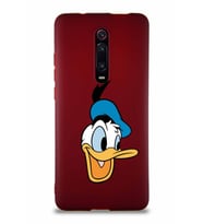 Xiaomi Redmi K20 Soft Premier Kapak Donald Duck-A Tasarımlı Silikon Kılıf - Mürdüm (Şeffaf)