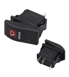 Silecek Sembollü Işıklı 3 Pinli On-Off 12-24V Marin Switch