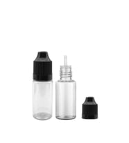100 Adet - 15ml Şeffaf Plastik Likit Şişesi - Iğne Uclu Damlalıklı Pet Şişe, Siyah Kapaklı