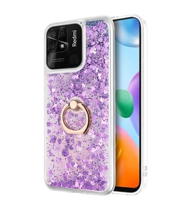 Microsonic Xiaomi Redmi 10C Kılıf Glitter Liquid Holder Mor