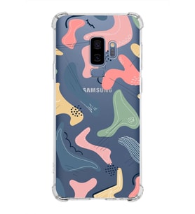 Samsung Galaxy S9 Plus  Köşe Korumalı Antişok Kapak Abstract Tasarımlı Şeffaf Silikon Kılıf