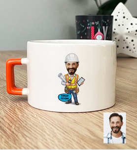 Kişiye Özel Karikatürlü İnşaat Mühendisi Lüks Fincan Mühendisler Günü Hediyesi