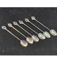 6'lı Beyaz Taşlı Gümüş Renk Metal Çay Kaşığı