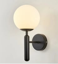 Alva Glob Camlı Duvar Aplik 3260-W20-9M-GX (Siyah)