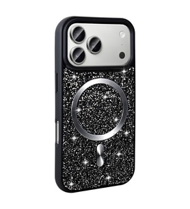 Apple iPhone 17 Pro Uyumlu Kılıf Pırlanta Tasarımlı M-safe Şarj Özellikli Zore Mozaik Silikon Kapak (Siyah)